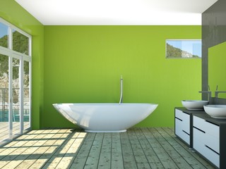 Naklejka na ściany i meble Wohndesign - modernes Badezimmer grün