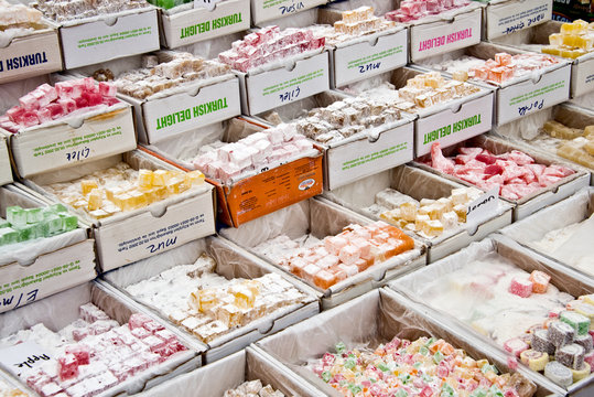 Loukoums, d&eacute;lices turcs sur un march&eacute;