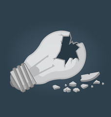 Broken light bulb. Destroyed idea.