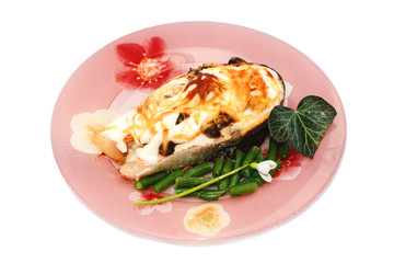 Grilled salmon with vegetables