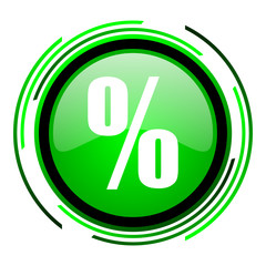 percent green circle glossy icon
