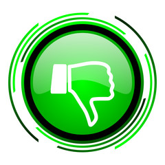 thumb down green circle glossy icon