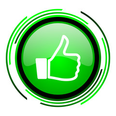 thumb up green circle glossy icon