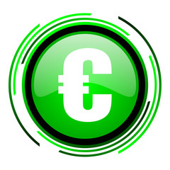 euro green circle glossy icon