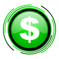 us dollar green circle glossy icon