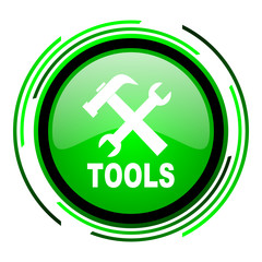 Fototapeta premium tools green circle glossy icon