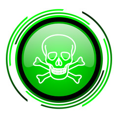 skull green circle glossy icon