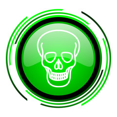 skull green circle glossy icon