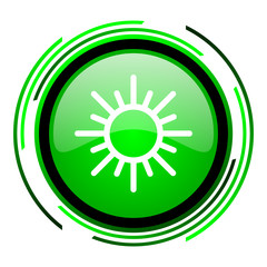 sun green circle glossy icon