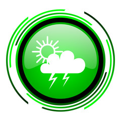 weather forecast green circle glossy icon