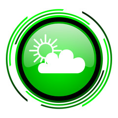 weather forecast green circle glossy icon