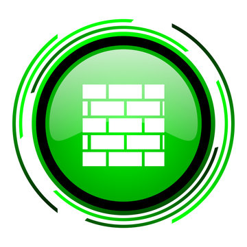 firewall green circle glossy icon