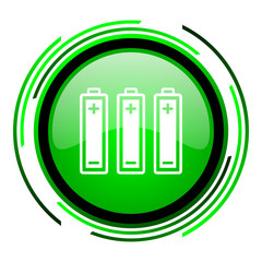 batteries green circle glossy icon