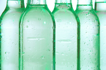 Water bottles close up