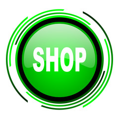 shop green circle glossy icon