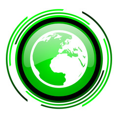earth green circle glossy icon