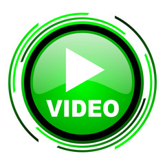 video green circle glossy icon