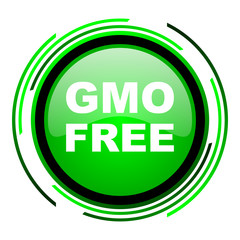 gmo free green circle glossy icon