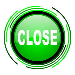 close green circle glossy icon