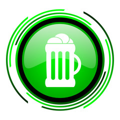 beer green circle glossy icon