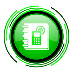 phonebook green circle glossy icon