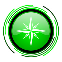 compass green circle glossy icon