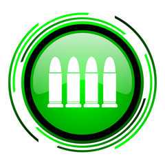 ammunition green circle glossy icon