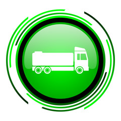 truck green circle glossy icon