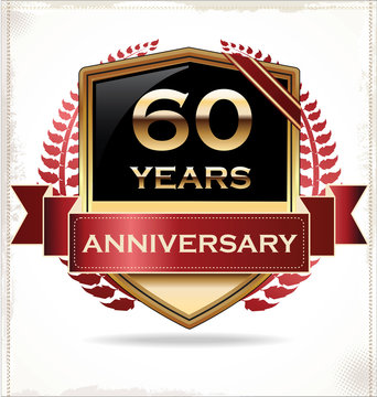 60 years anniversary golden label