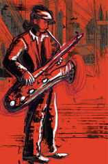 joueur de saxo (dessin à la main converti en vecteur)