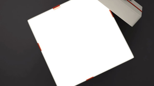 An animated clip with the camera flying into an open gift box