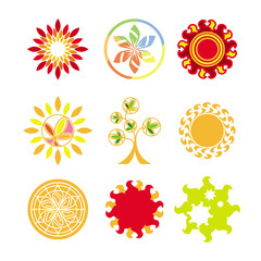 collection of vector logos in the form of the sun