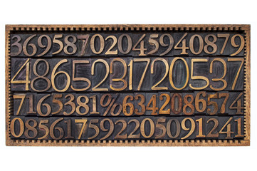 wood type numbers in a box