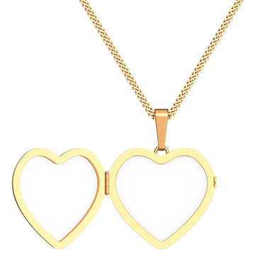 Gold Heart Shaped Locket On Chain Isolated On White