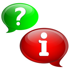 speech bubbles with question and information symbol