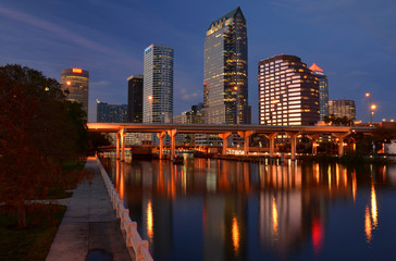 Tampa skyline in early evening