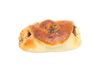bun with jam on a white background