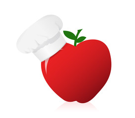 apple wearing a chefs hat.