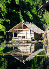 Bamboo hut in dam, Ratchaprapa Dam Suratthani Thailand