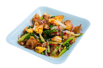 Thai food Spicy fried egg Salad