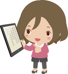 タブレットで電子書籍を読む女性