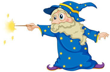 Naklejka premium A wizard holding a magic wand