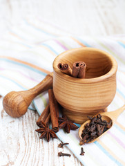 Spices with Mortar and Pestle