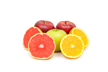 collection fruits isolated on white background
