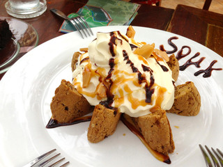 Chocolate chip cookies with ice cream