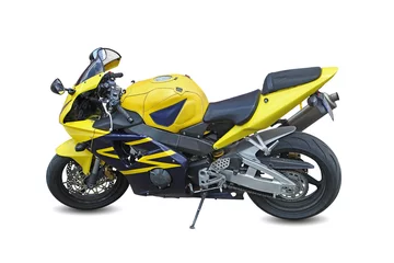 Photo sur Aluminium Moto moto de course jaune