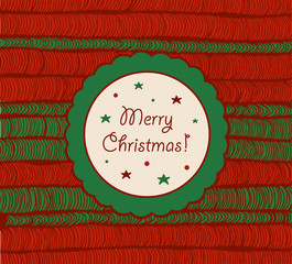 Christmas card with netting hand-drawn texture