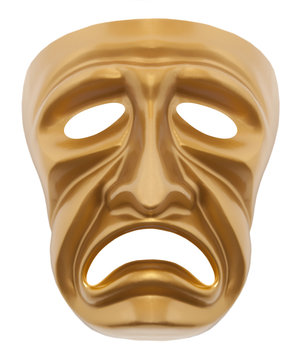 Tragedy theatrical mask isolated
