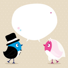 Birds Groom & Bride Speech Bubble