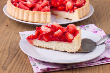 Strawberry cake on a plate